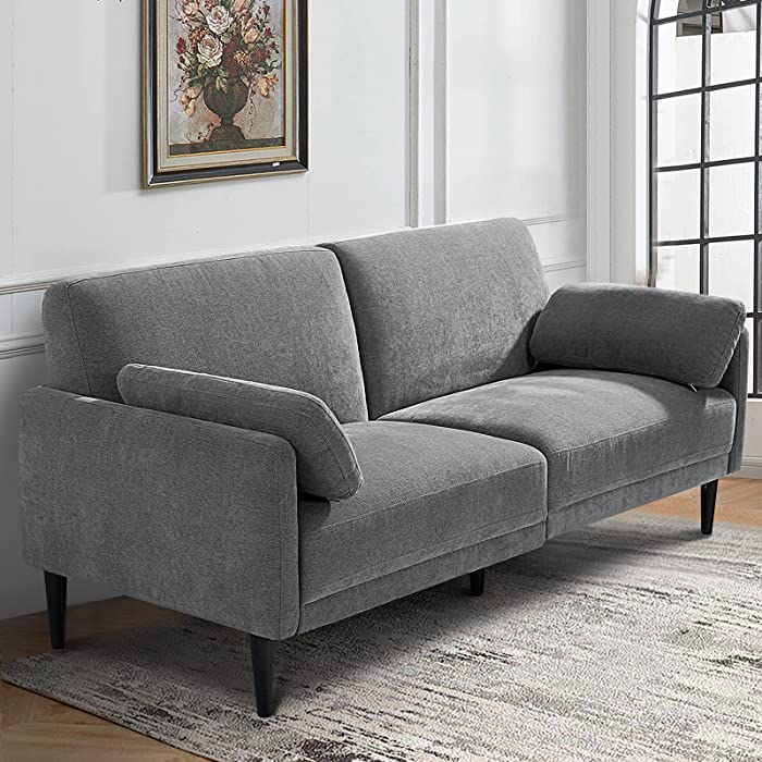 Modern Loveseat Sofa with Solid Wood Frame, Living Room Chair, Couches for Small Spaces and Easy Tool-Free Assembly.(Light Gray)