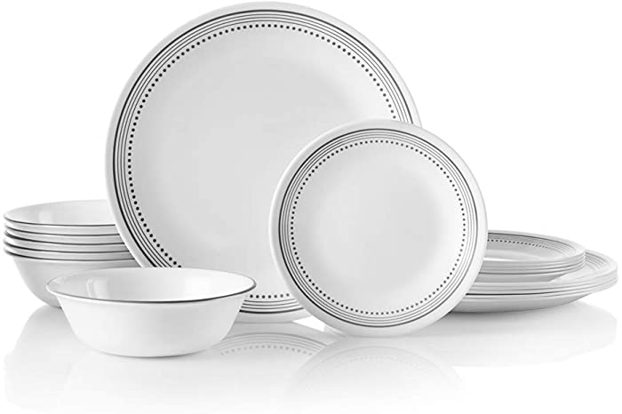 Corelle 18-Piece Service for 6, Chip Resistant, Mystic Gray Dinnerware Set
