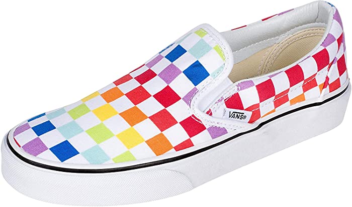 Vans Unisex Authentic Skate Shoe Sneaker (6 Women / 4.5 Men M US, (Checkerboard) Rainbow/True White 7267)