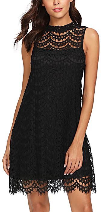 Romwe Women's Lace Sleeveless A Line Elegant Cocktail Evening Party Dress
