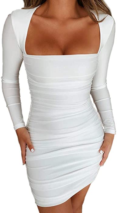 Long Sleeve Dresses for Women Sexy Bodycon Party Club Night Mini Dresses