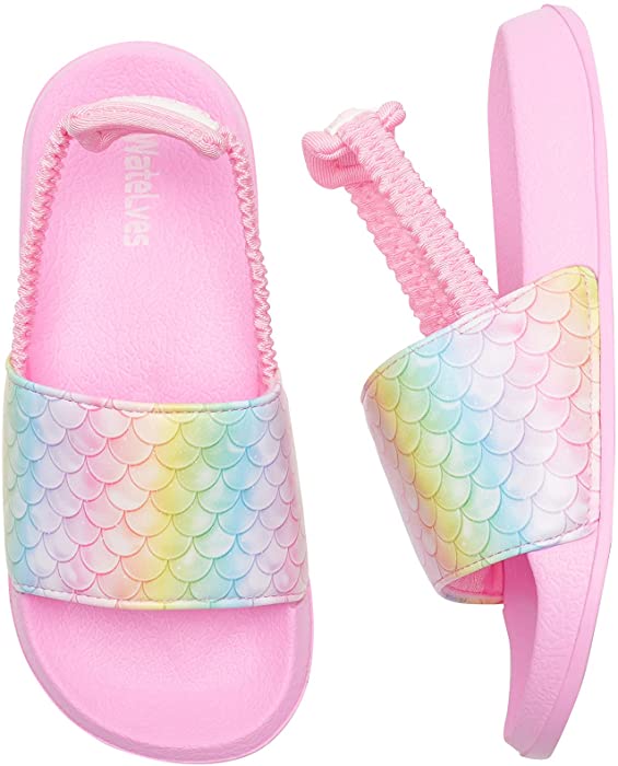 WateLves Toddler Boys Girls Sandals with Back Strap for Kids Slides Beach Swim Water Shoes