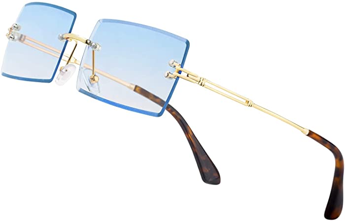 Stylish Small Rectangle Sunglasses Women Men Tinted Frameless Eyewear Ultralight Candy Color Ocean Sun Glasses Shades…