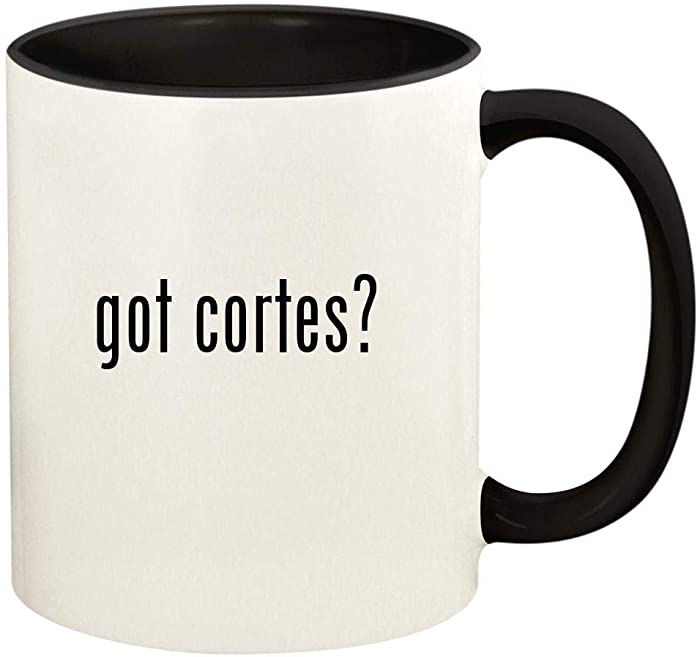 got cortes? - 11oz Ceramic Colored Handle and Inside Coffee Mug Cup, Black