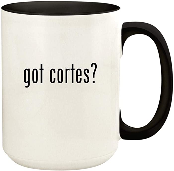 got cortes? - 15oz Ceramic Colored Handle and Inside Coffee Mug Cup, Black