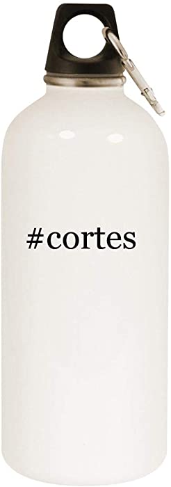 #cortes - 20oz Hashtag Stainless Steel White Water Bottle with Carabiner, White