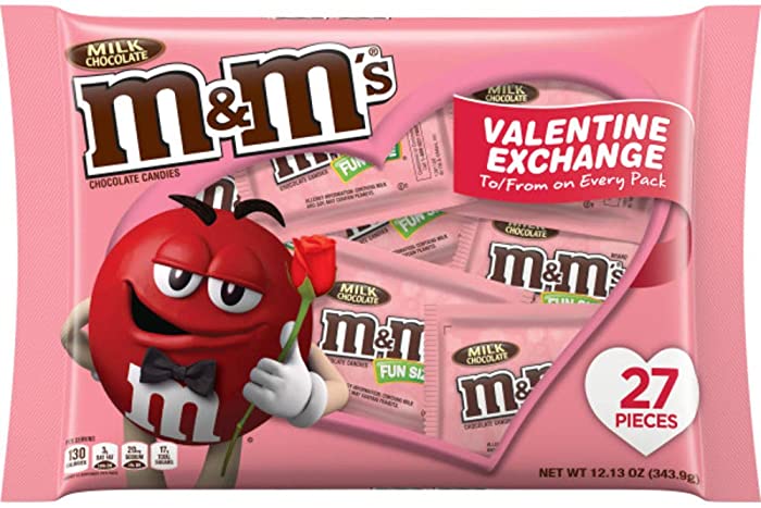 M&M's Milk Chocolate Valentine's Day Exchange Candy, 12.13 Oz (27Piece), 12.13 Oz