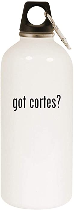 got cortes? - 20oz Stainless Steel White Water Bottle with Carabiner, White