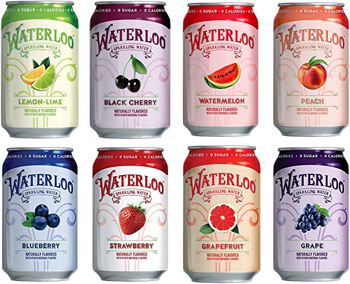 Waterloo Sparkling Water, 8 Flavors Variety Pack, Naturally Flavored, Zero Calories | Zero Sugar or Artificial Sweeteners | Zero Sodium, 12 Fl Oz Cans, Pack of 8