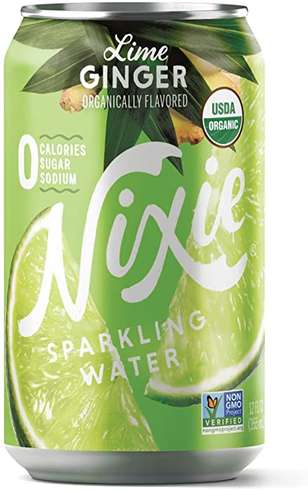 Nixie Sparkling Water, Lime Ginger | 12 fl oz cans, 24 pack | Organic, Non-GMO, 0 Calories, 0 Sugar, 0 Sodium