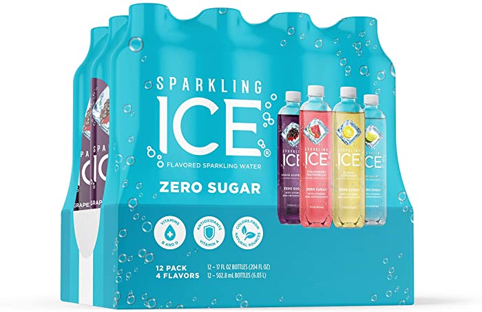 Sparkling Ice Blue Variety Pack, Flavored Sparkling Water, Zero Sugar, with Vitamins and Antioxidants, 17 fl oz, 12 count (Classic Lemonade, Strawberry Watermelon, Grape Raspberry, Lemon Lime)