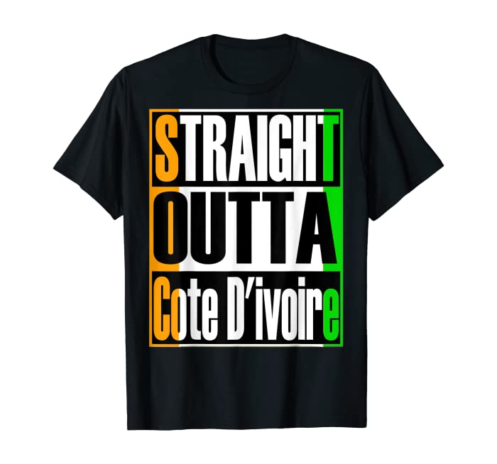 Storecastle: Straight Outta Cote D'ivoire Ivory Coast Flag T T-Shirt