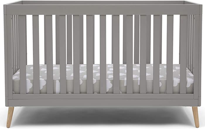 Delta Children Essex 4-in-1 Convertible Baby Crib, Grey with Natural Legs, Grey with Natural Legs