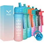 25oz Leakproof BPA-Free Water Bottle - Motivational Sports Water Bottle Wide Mouth, Reusable Water Jug with Time Marker, Travel Water Bottle with Straw