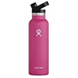 Hydro Flask 21 oz. Water Bottle - Stainless Steel, Reusable, Vacuum Insulated with Standard Mouth with Sport Cap , Carnation